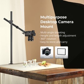 SMALLRIG Camera Desk Mount, Overhead Camera Arm Stand for Desk with 360° Ball Head,for DSLR Cameras, Cell Phones, Lights, Microphones