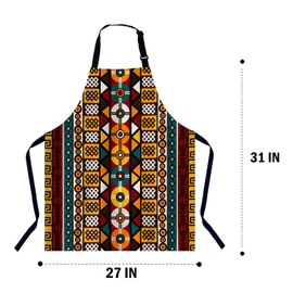 Xuwenz African Ancient Ethnic with Tribal Motifs Kitchen Apron for Women Men, Unisex Adjustable Cooking Apron, Waterproof Apron for Home Kitchen, Restaurant, Coffee House