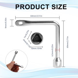 Yenvory 7 mm Triangular Key L Shape, 13 mm (0.51 Inch) Hex Socket, 69 x 64 mm (2.7 x 2.5 Inch) Zinc Alloy Tool for Public Facilities, Utility Cabinets, Industrial Plants