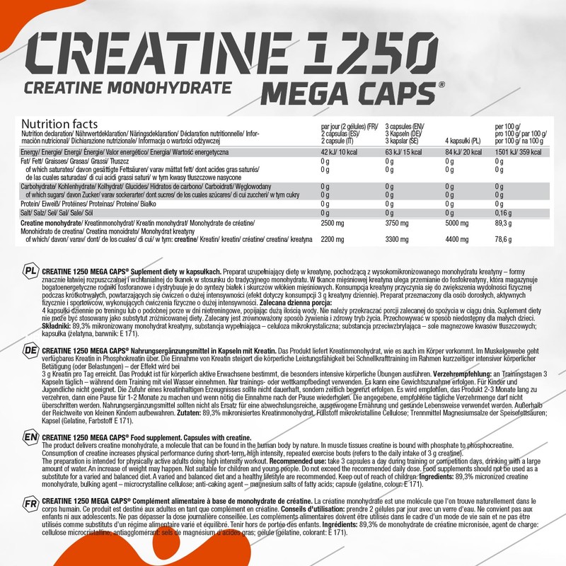 Olimp Creatine 1250 Mega Capsules - Pack of 400 Capsules