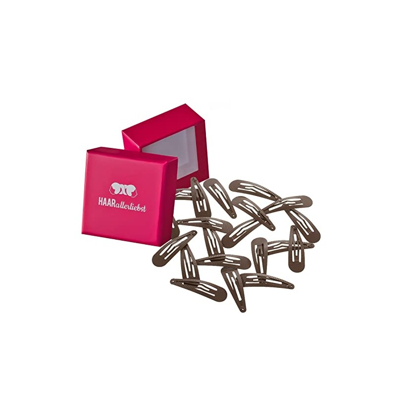 HAARallerliebst Ribbed Hair Clips (20 Pieces | Brown | 5