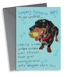 Bestest Dog Dad Fathers Day Card - Dad - Dog - To The Bestest Walking Buddy Poopa Scoopa Ball Thrower Treat Giver Tummy Tickler Sofa Snuggler There Is