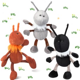 Shappy Shappy 3 Pcs Ant Plush with Scarf Cuddly Stuffed Animal Soft Plush Toy Ants Plush Doll for Birthday Holiday Party Gifts Home Nursery Decorations, 12 Inch (Reddish Brown,Gray, Black)