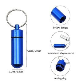 Pack of 2 Pill Box Keyrings, Mini Aluminium Pill Box Keychain, Waterproof Airtight Small Capsule Mini Key Pendant for Outdoor Sports Camping Hiking Travel