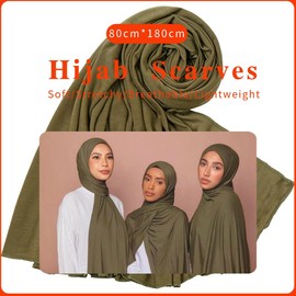 Nonbongoy Turban Headwrap for Black Women Muslim Jersey Hijab Scarf Head Wrap Headband Hair Wrap Army Green