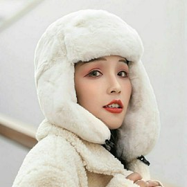 ANEWISH Women's Winter Hats with Ear Flaps, Fur Hat, Faux Fur Hat, Aviator Hat, Keeps Warm When Skiing, Skating and Other Outdoor Activities Available, White