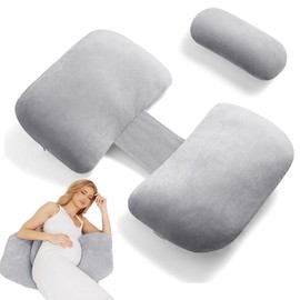 TokSay Pregnancy Pillows for Sleeping, Soft Maternity Body Pillow for Side Sleeper, Support for Back, Legs, Belly, Adjustable Travel Pregnant Women Pillow (Grey)