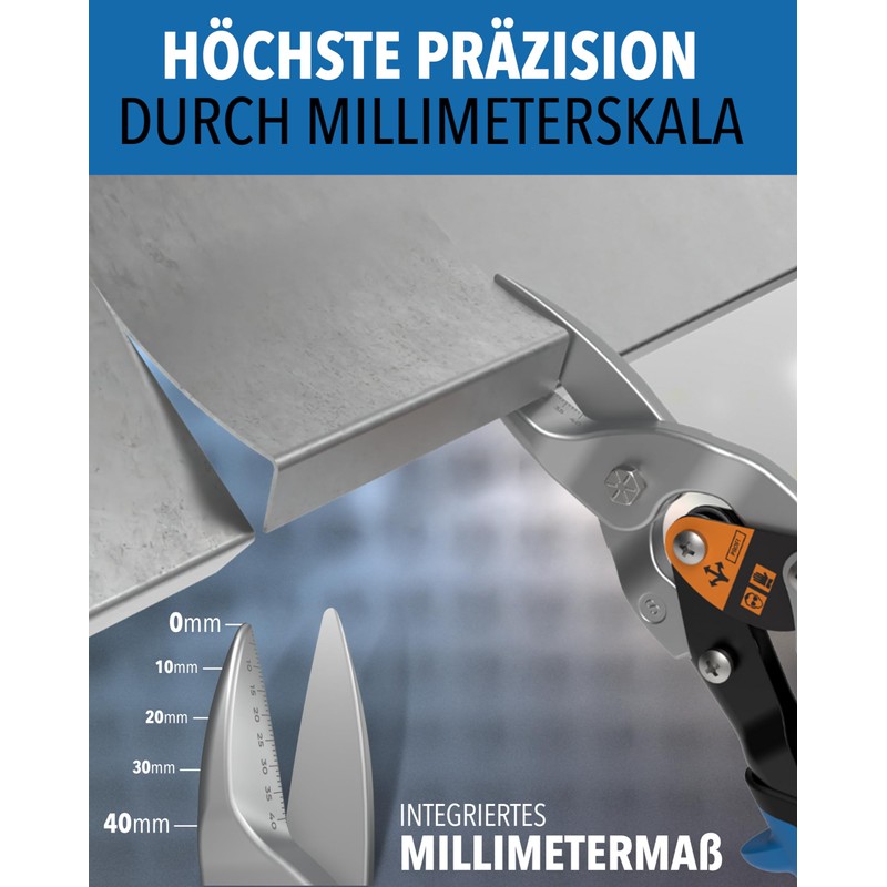 Tin Snips Straight Cut - [int. millimetre scale] - Metal
