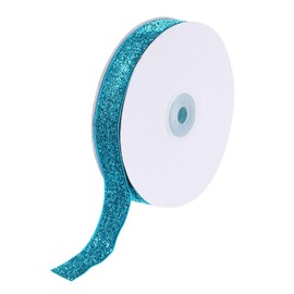 sourcing map Metallic Glitter Velvet Ribbon 13/16 Inch x 10 Yard Single Face Sparkle Ribbon for Christmas DIY Crafts Gift Wrap Bow Decoration Lake Blue