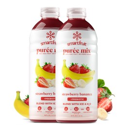 Smartfruit Strawberry Bananza + Oat Fiber – 100% Real Fruit Purée with Strawberries & Banana – Great for Smoothies, Juice, Yogurt, Cocktails, Teas & More – High in Vitamin C – 2-Pk, 48oz Each