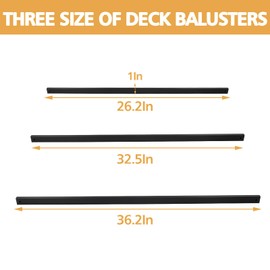 30 Pack 26" Heavy Duty Metal Deck Balusters ， Diameter Staircase Baluster， Hollow Straight Stair Spindles for Outdoor Deck, Porch, and Stair Railing