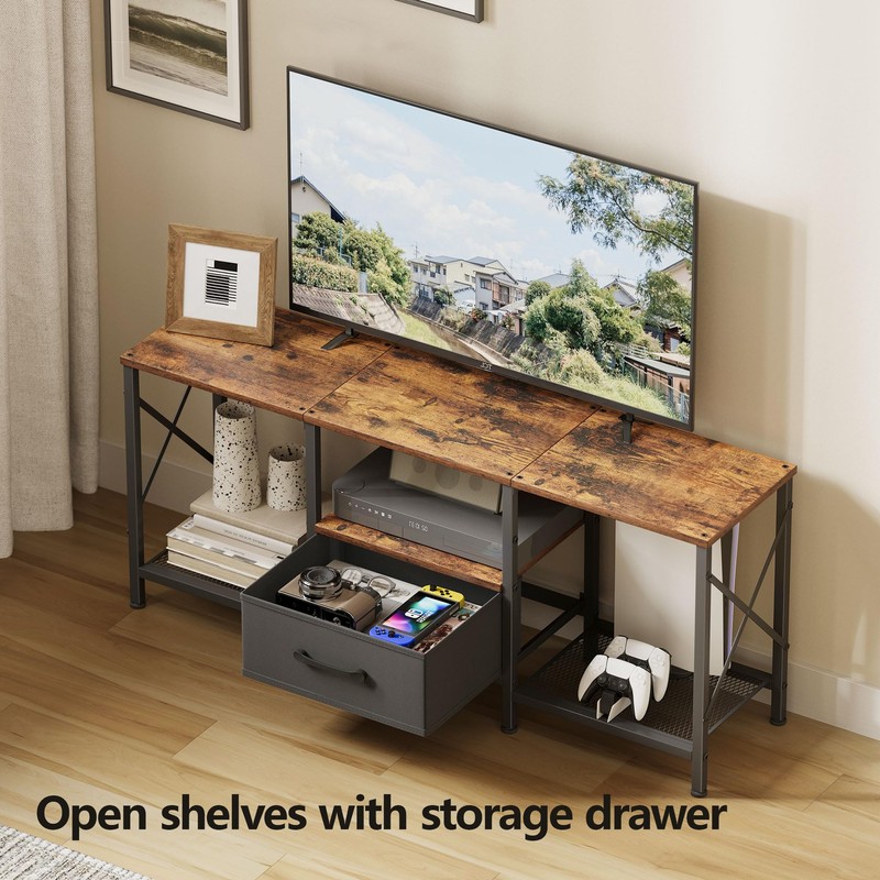 JARHETUN TV Stand with Fabric Drawer, Entertainment Center for 50