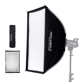 FEELWORLD FSR90 Rectangular Softbox, 60x90cm Rectangle for FEELWORLD FL125D FL125B FL225D FL225B and Other Bowens Mount Video Studio Light, for Live Streaming, Videography, Photography