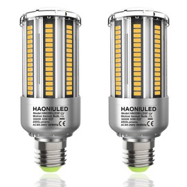 Automatisch ein/aus, 32W E27 LED Lampe mit Bewegungsmelder und Dämmerungssensor, Ersetzt 300W Halogenlampe, 4500lm 3000K Warmweiß Glühbirnen, Abstrahlwinkel 360°,Nicht Dimmbar, 2er Pack