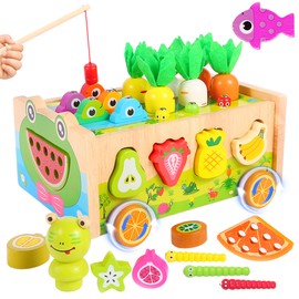 sjosio Montessori Toys for 1 Year Old, Wooden Shape Sorter for Infants and Toddlers, Gift for 1 2 3 4 Year Old Boys and Girls, Sensory Toys for Toddlers，Activity Cube，Baby First Birthday Gift