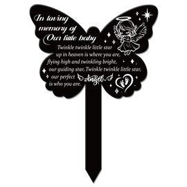 GLOBLELAND Butterfly Shaped Angel Garden Stake Memorial Remembrance Plaque Stake for Cemetery Acrylic Grave Stake Waterproof Sympathy Garden Stake for Yard Grave Cemetery