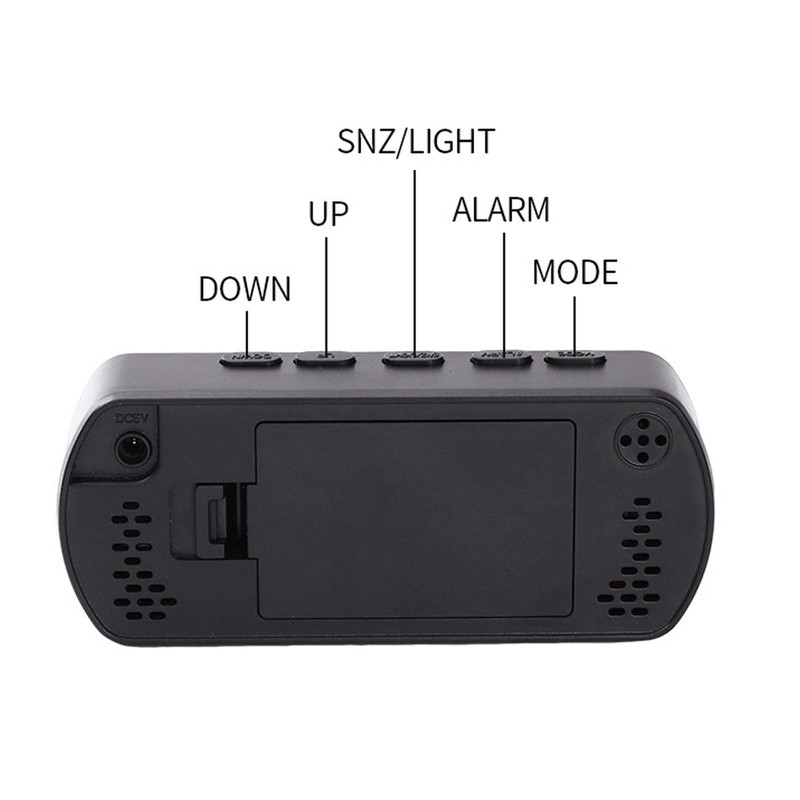 LED Clock Dual Mode Auto Dimming Temperature Display Snooze Function