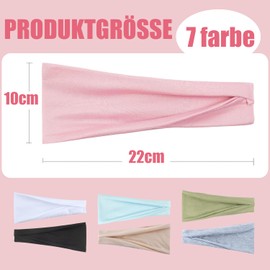 Norhogo 7 Stücke Damen Stirnbänder, Breites Stirnband, Antirutsch Haarbänder Elastisch Headband, Dünn Sommer Stirnband, Workout Yoga Übung Stirnbänder für Yoga Exercise Workout Laufen Gym, 10cm*22cm