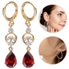 Rhinestone Charm Zirconia Drop Earrings: Red Crystal Metal Earrings Simple