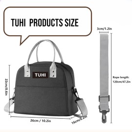 TUHI Products Lunch Bag for Women/Men,Waterproof Reusable Portable Lunch Tote. (Black)