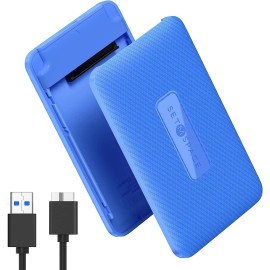 SETMSPACE 2.5" Hard Drive Enclosure Case USB 3.0 to SATA III External HDD SSD - USB B to USB A - Blue