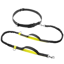 MASCRETTA Correa Manos Libres con Doble Agarradera para Pasear Perros. Perfecta para Entrenamiento y Practicar Deporte. Correa de Cintura Elástica de Doble Agarre Reflejante. Handsfree Dog Leash.