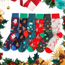 BISOUSOX Mens Christmas Socks Crazy Funny Dress Colorful Novelty Warm Winter Socks Christmas Gifts for Men Women