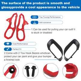 POSENG Front Tow Hooks Left & Right Compatible with Dodge Ram 1500 with 3.0L 3.6L 5.7L Engine 2019-2022 Replaces# 68272945AB, 68272944AB(Red)