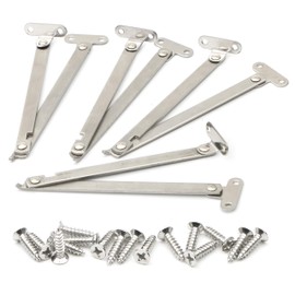 Pxyelec Furniture Cupboard Stainless Steel Rotatable Folding Lid Support Hinge Silver Tone, Pack of 4