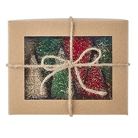 RAZ Imports 4.5" Box of RED, Green, and White Bottle Brush Trees,4.5 inches,Sisal and MDF