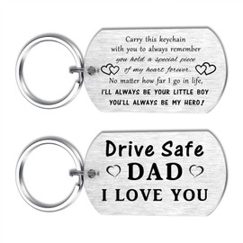 ENGZHI Fathers Day Keychain from Son, Dad Gifts for Birthday Xmas Thanksgiving, Drive Safe I Love You