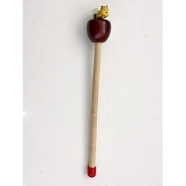 Wooden Pointer, AA-780BEE12-12 in. Made in USA w/Round Apple and BEE & red Rubber end Cap, Perfect for Smart Board Screen. The Short Pointer is Specially Made for Children Book Reading.