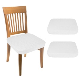 sourcing map 2Pcs Stretch Jacquard Seat Covers, Dining Chair Seat Slipcover Washable Removable Cushion Protector for Dining Room Kitchen Restaurant, White