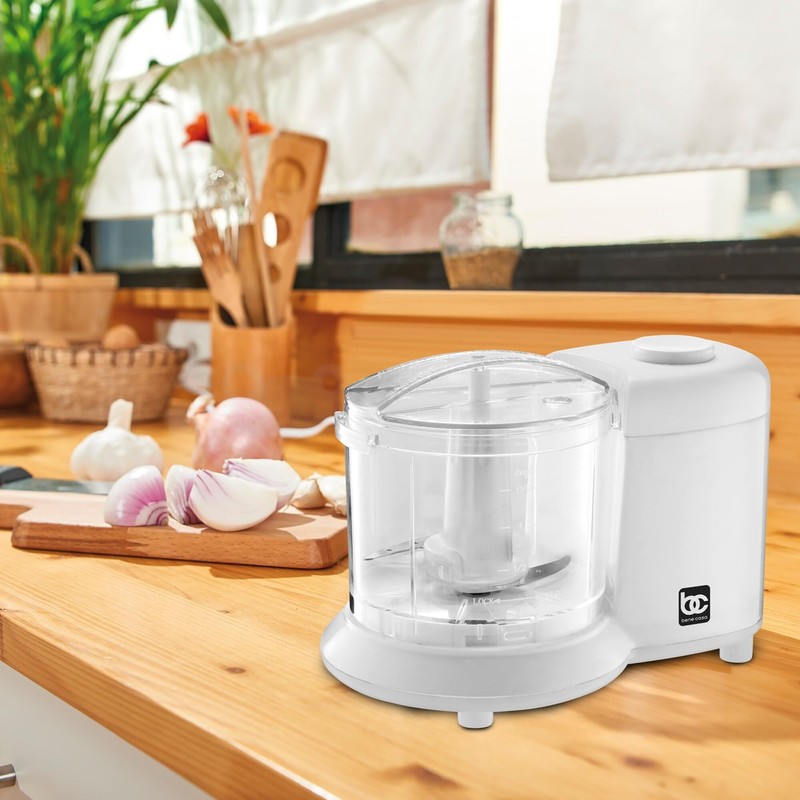 Bene Casa Mini Chopper in white, stainless-steel blade mini chopper,
