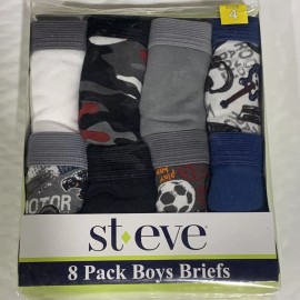 St Eve Boys Briefs Cotton Underwear Size 4 Waist 21" Weight 33-38 Lb Set of 8