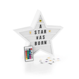 EASYmaxx LED Light Box Light Box - For Individual Text Messages Mega Set with 150 Colourful Emojis and 173 Interchangeable Letters, Numbers and Symbols [Star]