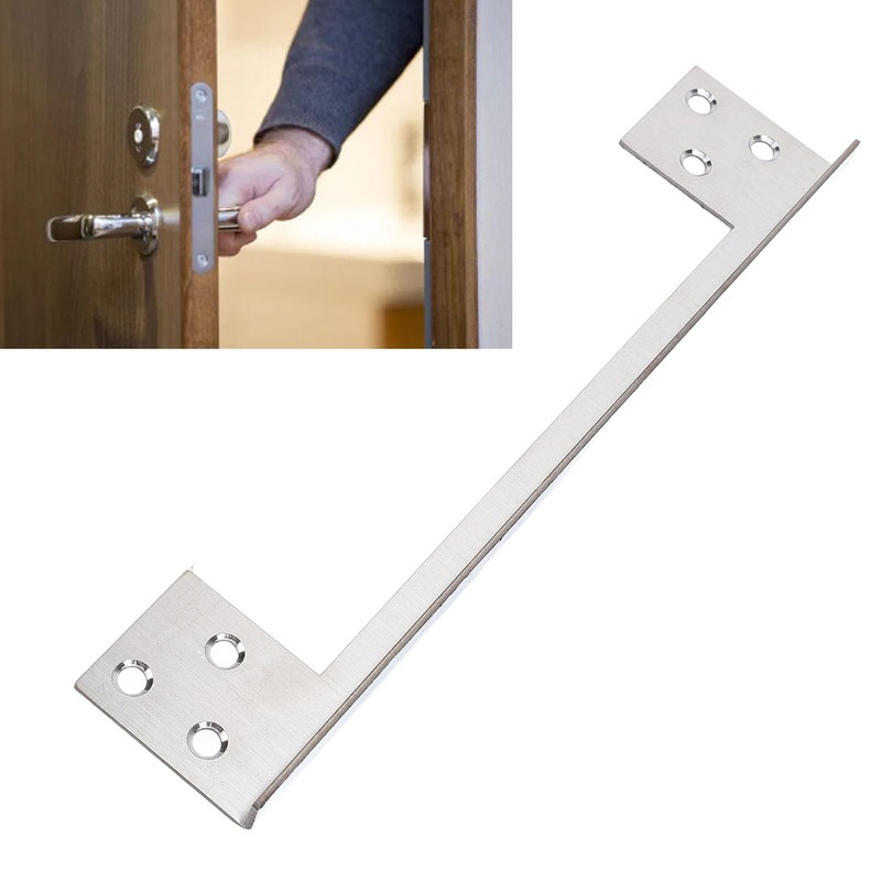 Door Latch Guard Plate, Outswing Door Security Protector, L Shaped