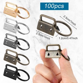 100 PCS Key Fob Hardware, 1 Inch Keychain Hardware with Ring Bulk