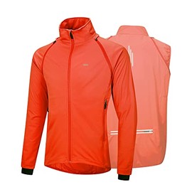 33,000ft Men's Cycling Jacket Long Sleeve, Waterproof Running Bike Vest Outerwear Reflective Windproof Sleeveless Jacket