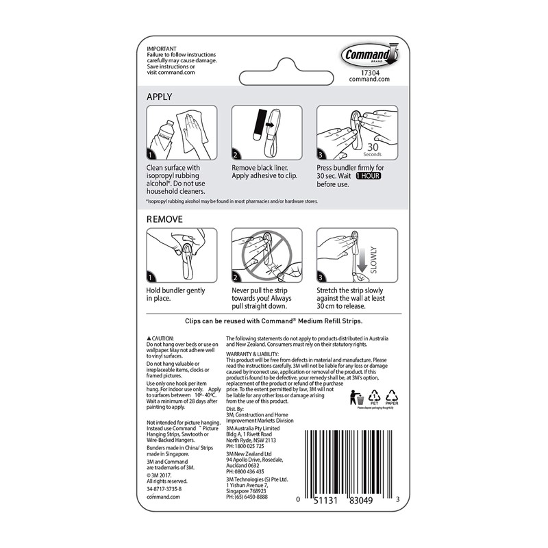 Command 17304 Organizer, 2 (17304-ES) Medium Cord Bundler, White, 2