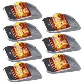 LBRST 7x Truck Cab Marker Light 17 LED Chrome Top Cab Marker Roof Running Lights Amber Truck Semi Trailer Cab Light Fit for Kenworth/Peterbilt/Freightliner/Mack/Western Star Truck Trailer