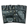 Prime Sports PrimeLeather Quality Real Leather Black Stud Fingerless Biker