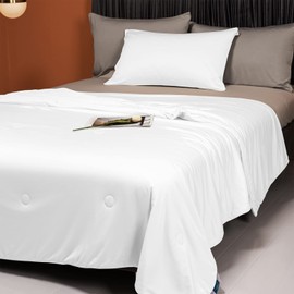 LLanCL Cooling Blankets for Hot Sleepers - Cool Like Ice Cream Lightweight Blanket for Summer with Double Side Cold, Cooling Comforter, Quilt, Fabric for Bed (Throw Size 47" x 59" White)