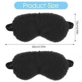 2 Pcs Black Plush Eye Mask Soft Sleeping Blindfold Eye Cover Comfortable Furry Faux Fur Sleeping Mask Satin Nap Night Eyeshade Cover for Women Men Gift