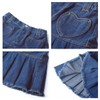 WELAKEN Pleated Jean Skirt for Girls Kids Elastic Waist Mini