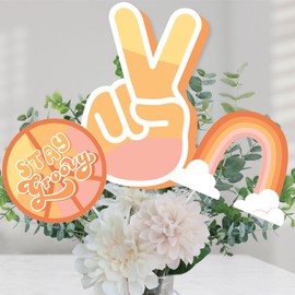 Big Dot of Happiness Stay Groovy - Boho Hippie Party Centerpiece Sticks - Table Toppers - Set of 15