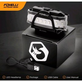 Foxelli Wide Beam Headlamp USB Rechargeable 14 Bright LED,  WB200, 1200mah. C9