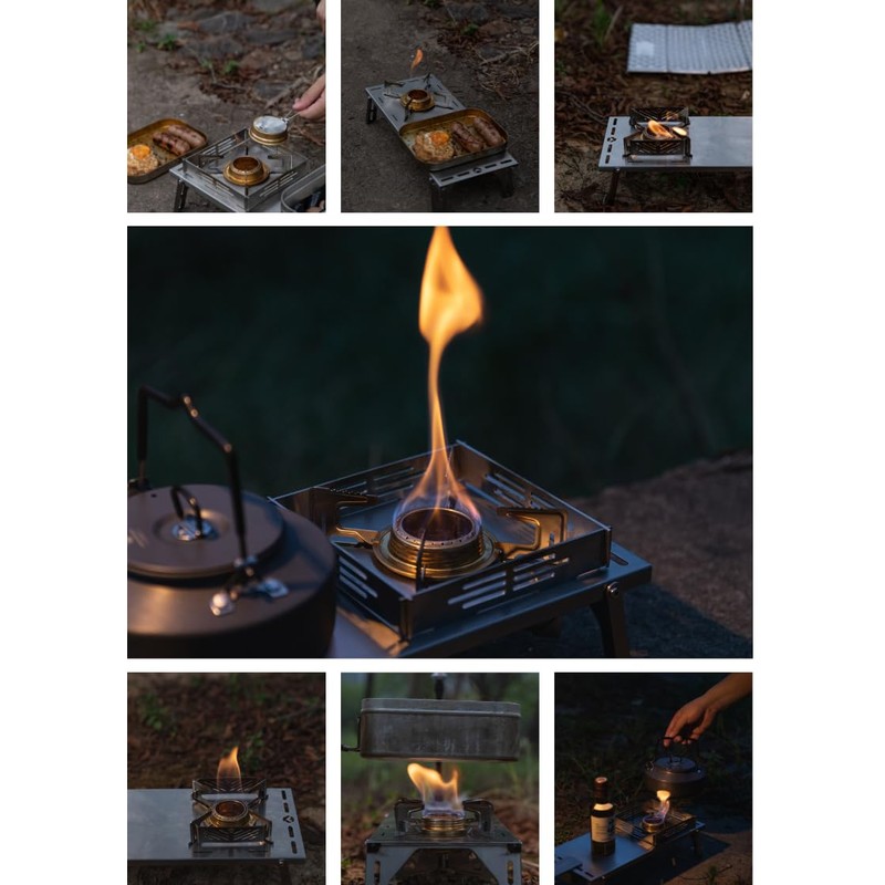 CAMPINGMOON Alcohol Stove Brass Stainless Steel Mini for Backpacking Hiking