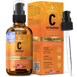 Suero de Vitamina C para el Rostro (2 oz) con Acido Hialurónico y Vitamina E - Cuidado Natural de la Piel Tratamiento Facial - Cuello y Pecho Suero Antienvejecimiento Combate la Pigmentación Las líneas Finas y las Arrugas