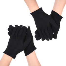 ODDerZZii 2 Pairs Cotton Gloves, Black, Black Gloves, Gloves with Snap Closure, Formal Tuxedo Costume, Honor Guard Inspection Gloves for Jewellery, for Women and Men